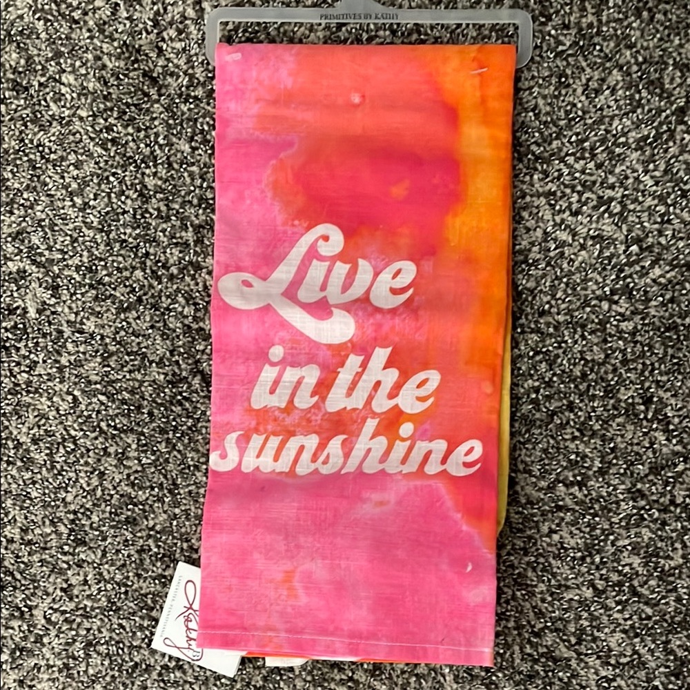 Pink and Orange 'Live in the Sunshine' Towel.  NWT